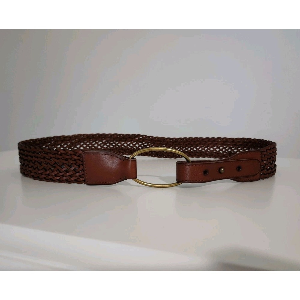 Lucky Brand Women's Woven Leather Loop Buckle‎ Belt Brown Size S/M